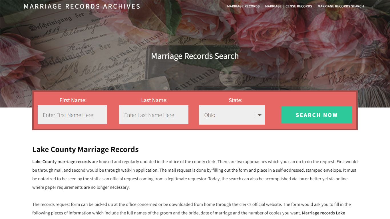 Lake County Marriage Records | Enter Name and Search | 14 ...